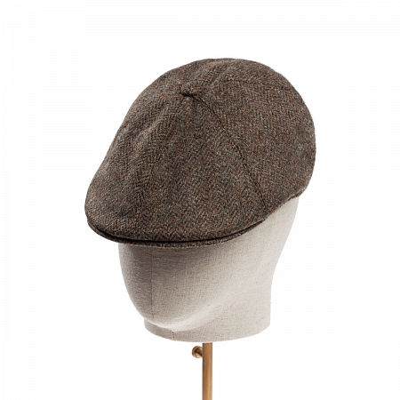 Dents Abraham Moon Herrinbone Tweed Drivers Cap Pewter