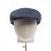 Dents Abraham Moon Herrinbone Tweed Flat Cap Blue