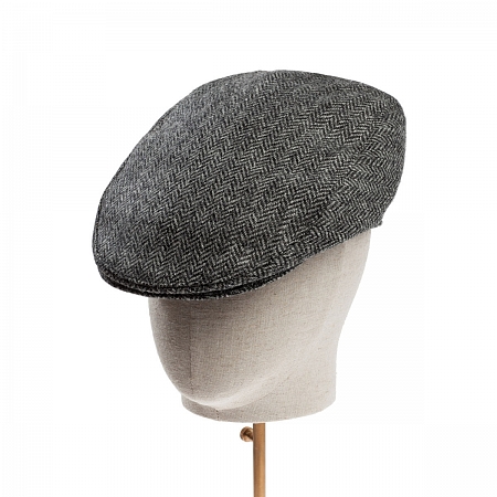 Dents Abraham Moon Tweed Flat Cap Charcoal