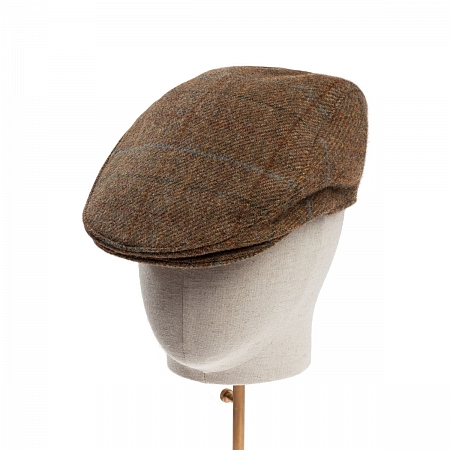 Dents Abraham Moon Herrinbone Tweed Flat Cap Chestnut