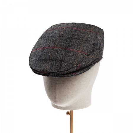 Dents Abraham Moon Herrinbone Tweed Flat Cap Gray