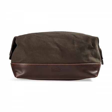 Loake Tyne Wash Bag Olive Waxy Canvas